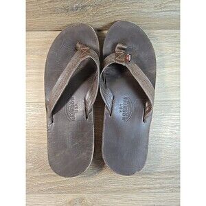 Rainbow Leather Sandals Wide Strap Mens Dark Brown XL 11.5 - 12 USA Made